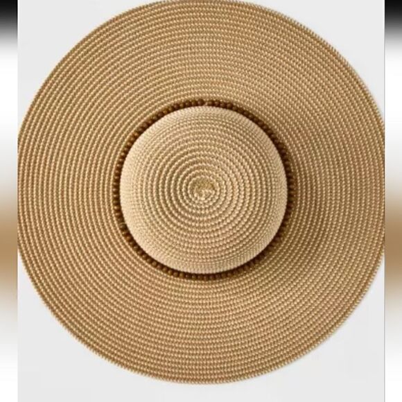 Wide Brim Straw with Beads Floppy Hat - A New Day - Picture 3 of 4